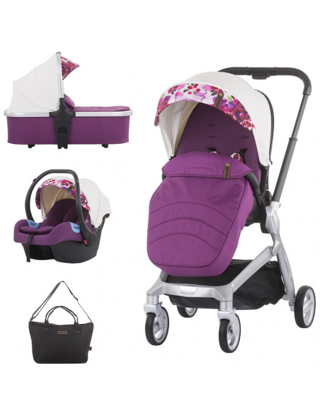 Carucior Chipolino Emotion 3 in 1 white flowers,KKEM02103WF