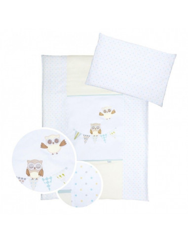 Albero Mio set lenjerie brodata 2 piese Night Birds - blue