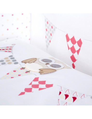 Albero Mio set lenjerie brodata 3 piese Night Birds - pink