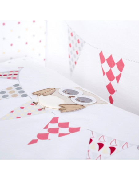 Albero Mio set lenjerie brodata 3 piese Night Birds - pink