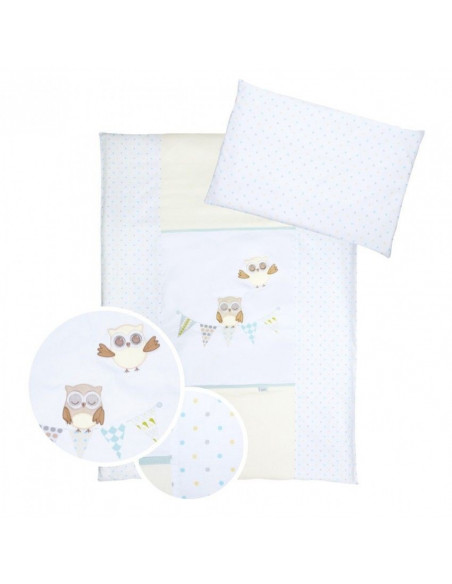 Albero Mio set lenjerie brodata 3 piese Night Birds - blue