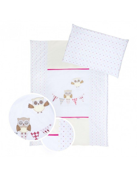 Albero Mio set lenjerie brodata 5 piese Night Birds - pink
