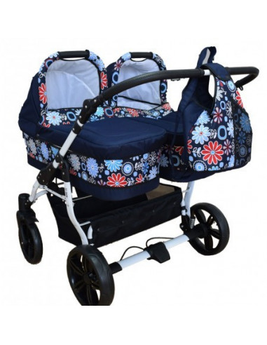 Carucior copii gemeni side by side 2 in 1, PJ STROLLER, Blue