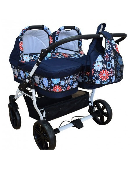 Carucior copii gemeni side by side 2 in 1, PJ STROLLER, Blue