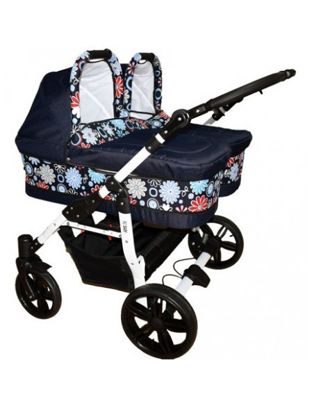 Carucior copii gemeni side by side 2 in 1, PJ STROLLER, Blue