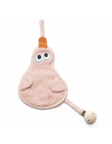 Textil din bambus pentru dentitie cu agatatoare suzeta din lemn