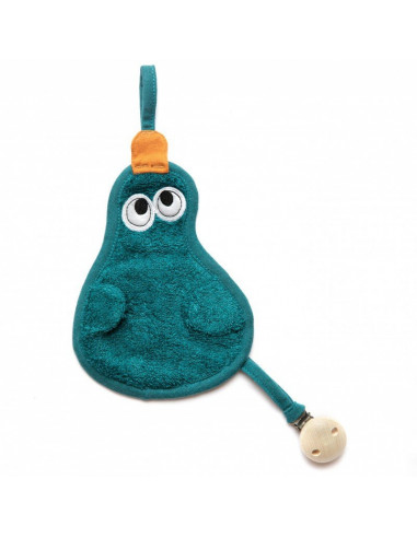 Textil din bambus pentru dentitie cu agatatoare suzeta din lemn