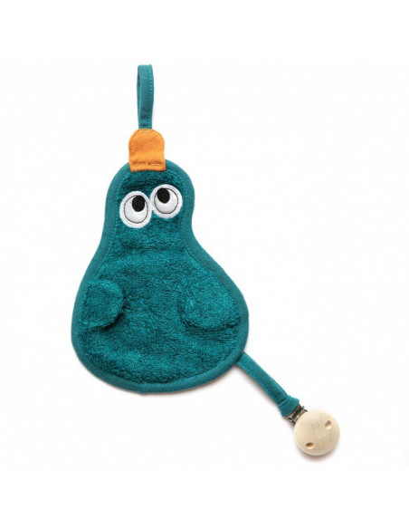 Textil din bambus pentru dentitie cu agatatoare suzeta din lemn