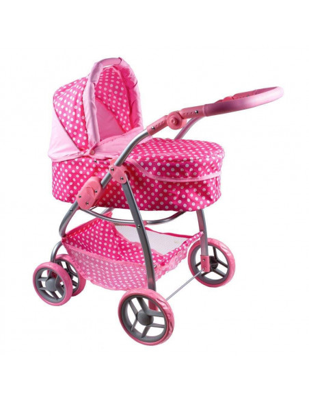 Carucior pentru papusi 2 in 1 PlayTo Jasminka Roz/Alb,16830
