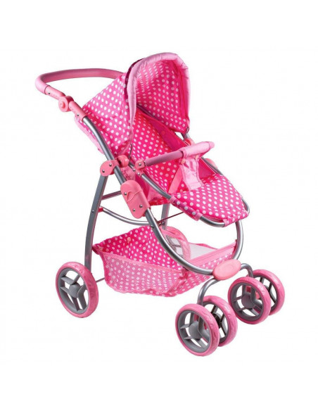 Carucior pentru papusi 2 in 1 PlayTo Jasminka Roz/Alb,16830