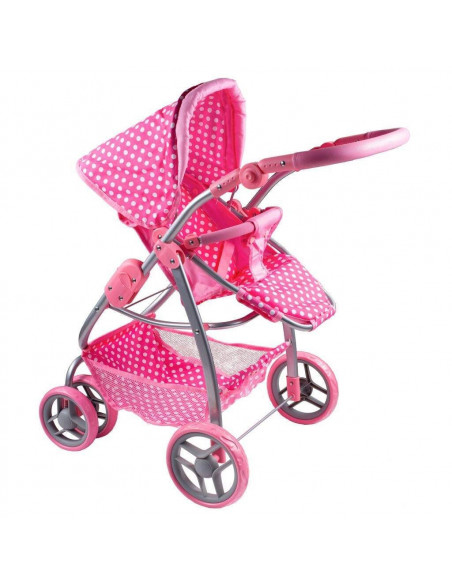 Carucior pentru papusi 2 in 1 PlayTo Jasminka Roz/Alb,16830