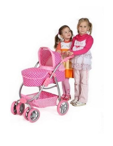 Carucior pentru papusi 2 in 1 PlayTo Jasminka Roz/Alb,16830