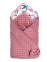 Paturica nou-nascut Sensillo Minky Wrap Retro Birds Pink 80x80