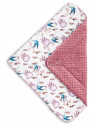 Paturica nou-nascut Sensillo Minky Wrap Retro Birds Pink 80x80