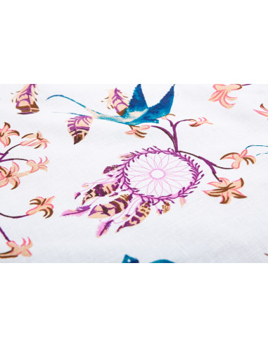 Paturica nou-nascut Sensillo Minky Wrap Retro Birds Pink 80x80