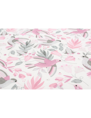 Saltea de spuma Sensillo 120x60 cm Roz/Colibri,SILLO-01708
