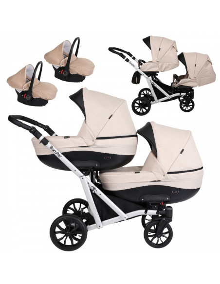 Carucior gemeni Kunert BOOSTER 3 in 1 Crem/Cadru Argintiu Carucior gemeni Kunert BOOSTER 3 in 1 Crem/Cadru Argintiu