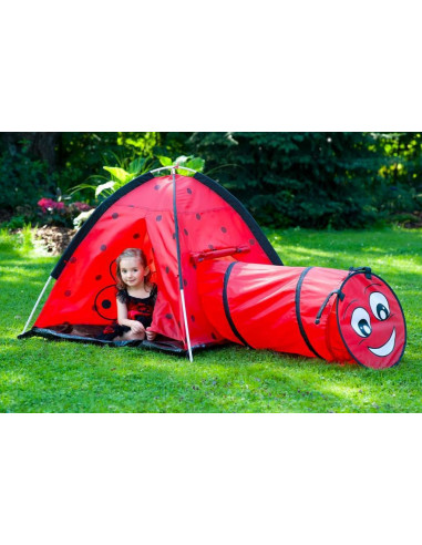 Cort cu tunel pentru copii Playto Ladybug Rosu,34147