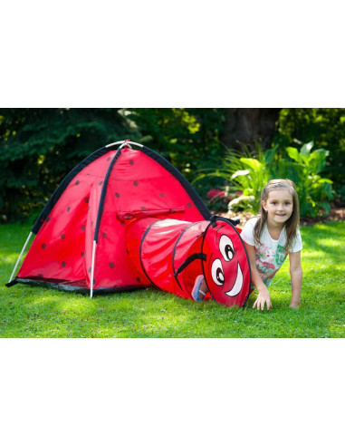 Cort cu tunel pentru copii Playto Ladybug Rosu,34147