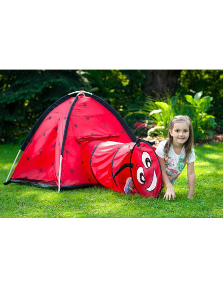 Cort cu tunel pentru copii Playto Ladybug Rosu,34147