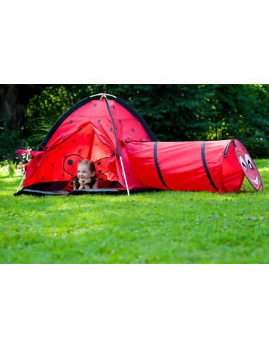 Cort cu tunel pentru copii Playto Ladybug Rosu,34147