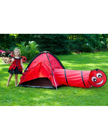 Cort cu tunel pentru copii Playto Ladybug Rosu,34147