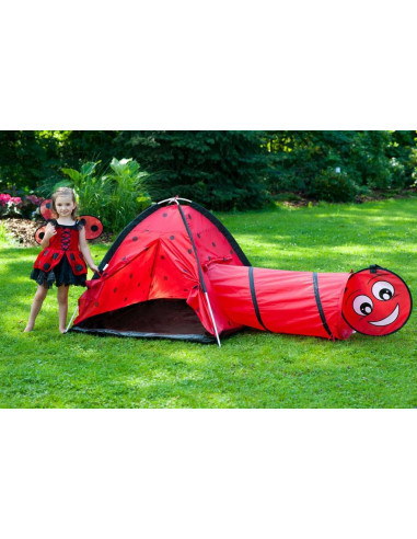 Cort cu tunel pentru copii Playto Ladybug Rosu,34147