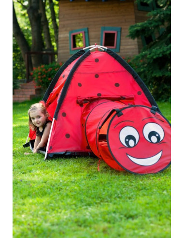 Cort cu tunel pentru copii Playto Ladybug Rosu,34147