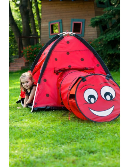 Cort cu tunel pentru copii Playto Ladybug Rosu,34147
