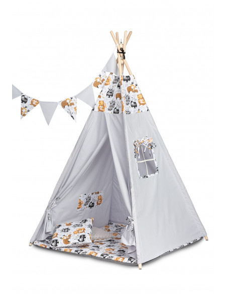 Cort bumbac 100% 164 cm Toyz TIPI Grey Racoons,TOYZ-1101