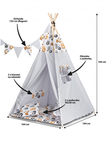 Cort bumbac 100% 164 cm Toyz TIPI Grey Racoons,TOYZ-1101
