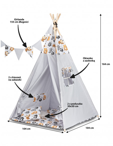 Cort bumbac 100% 164 cm Toyz TIPI Grey Racoons,TOYZ-1101