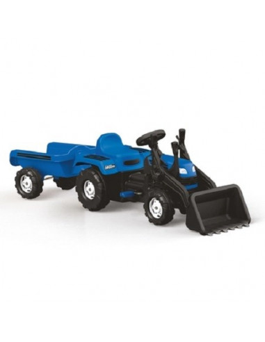 Tractor Excavator Dolu Cu Pedale Si Remorca, Albastru,8046