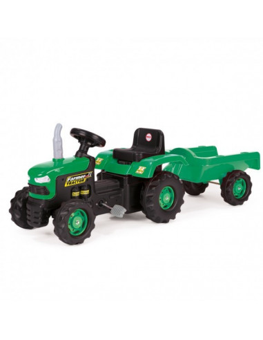Tractor Dolu Cu Pedale Si Remorca, Verde,3053