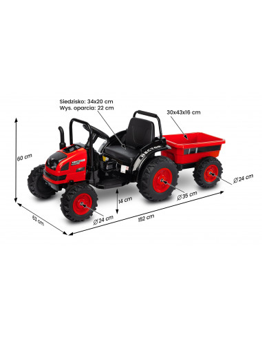 Tractor electric cu remorca si telecomanda Toyz HECTOR 12V