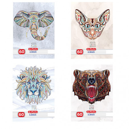 Set 10 caiete Herlitz Ethnic Animals A4, Dictando, 60 File Set 10 caiete Herlitz Ethnic Animals A4, Dictando, 60 File