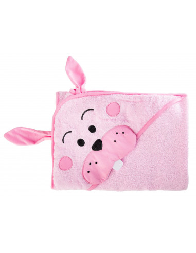 Prosop cu gluga brodata Water Friends Pink Iepuras 100x100