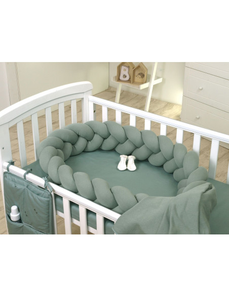 Protectie laterala patut bebe, Bumper impletit, Inchidere