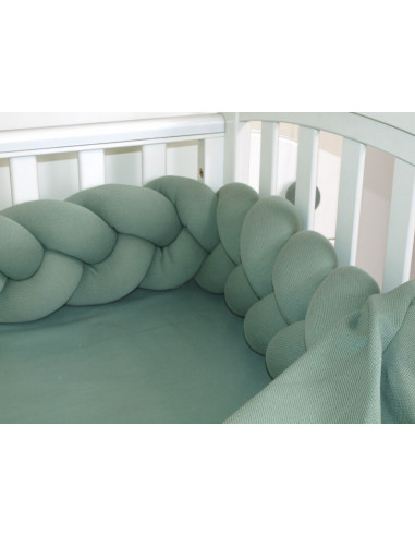 Protectie laterala patut bebe, Bumper impletit, Inchidere