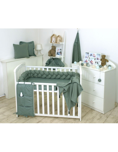 Protectie laterala patut bebe, Bumper impletit, Inchidere