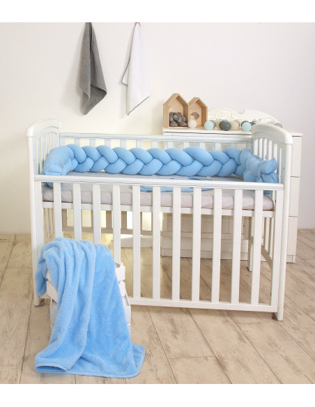 Protectie laterala patut bebe, Bumper impletit, Inchidere