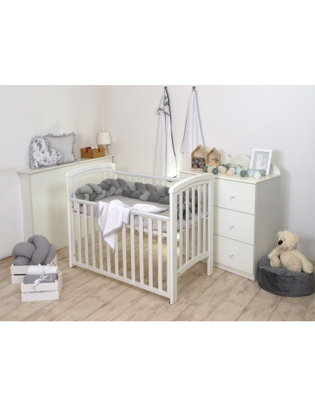 Protectie laterala patut bebe, Bumper impletit, Inchidere