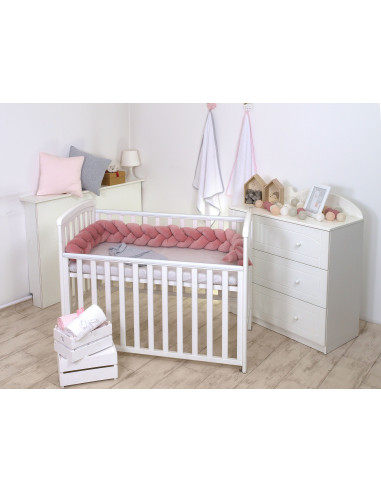 Protectie laterala patut bebe, Bumper impletit, Inchidere