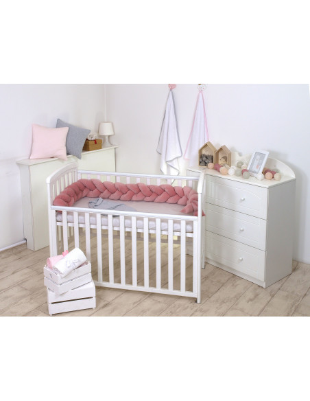 Protectie laterala patut bebe, Bumper impletit, Inchidere