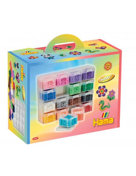 Set de 16000 margele Hama midi si raft cu 16 sertare pentru