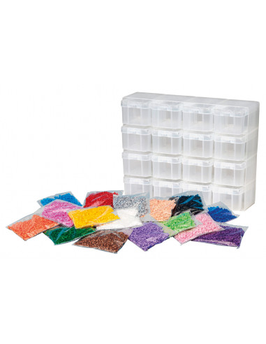 Set de 16000 margele Hama midi si raft cu 16 sertare pentru