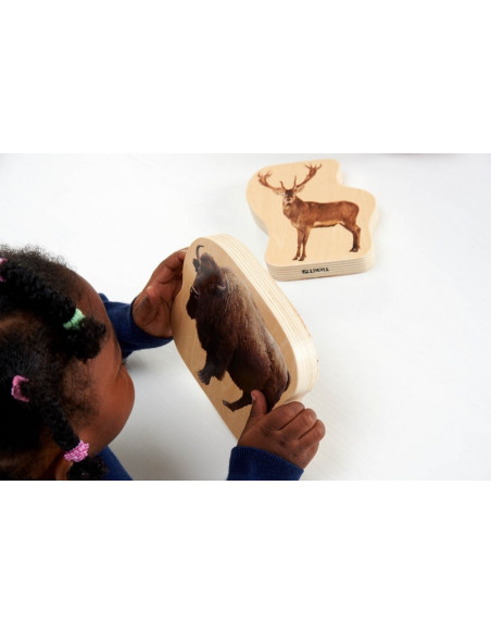 Blocuri de lemn cu animale salbatice, TickiT, set de 30,CD72304