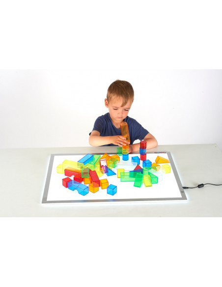 Set de 50 buc cuburi de constructii COLORATE transparente din