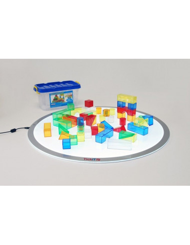 Set de 50 buc cuburi de constructii COLORATE transparente din