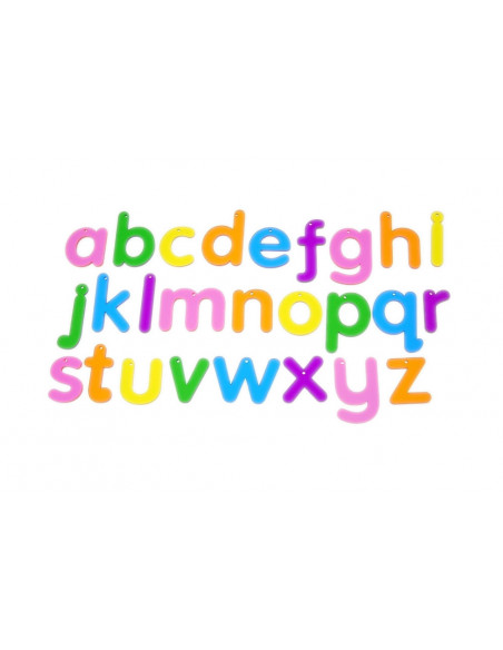 Set de 26 litere mici colorate transparente de inaltime 70 mm